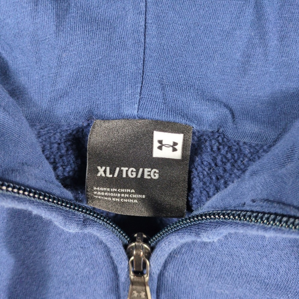 Under Armour Hoodie Mens XL Navy Blue Fleece Lined Gymwear Sweatshirt Full Zip - Picture 3 of 8